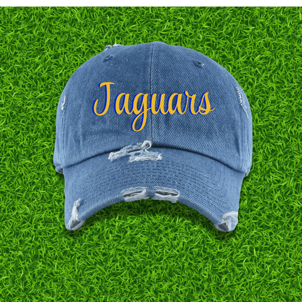 Fresh on the Yard Raised Distressed Denim Dad Hat - Exclusively HBCU