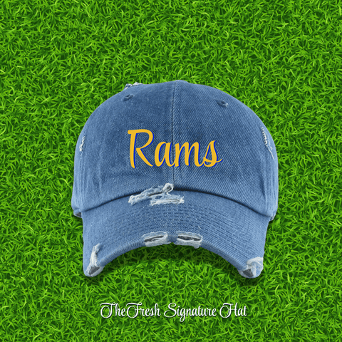 Fresh on the Yard Raised Distressed Denim Dad Hat - Exclusively HBCU