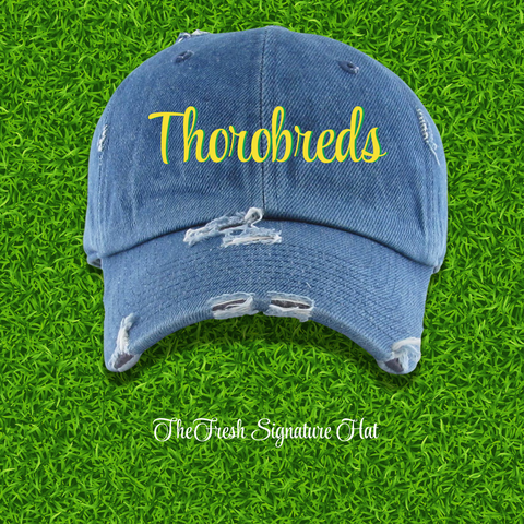 Fresh on the Yard Raised Distressed Denim Dad Hat