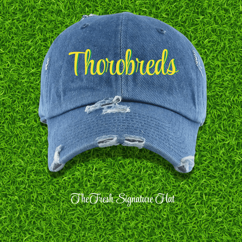Fresh on the Yard Raised Distressed Denim Dad Hat - Exclusively HBCU
