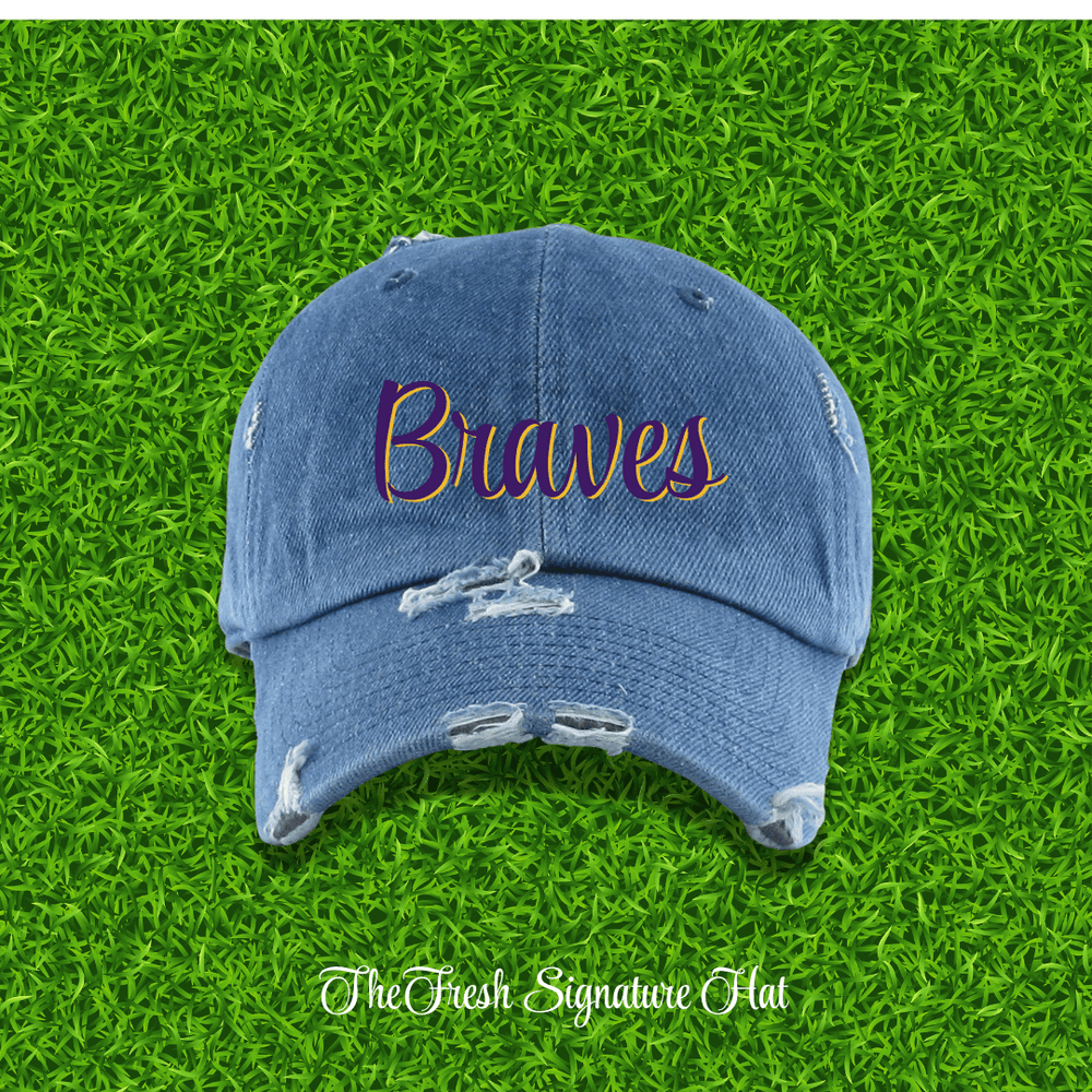 Fresh on the Yard Raised Distressed Denim Dad Hat - Exclusively HBCU
