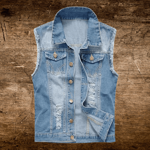 Q3: HBCU Distressed Denim Vest - Exclusively HBCU
