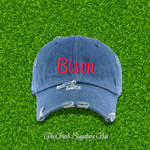 Fresh on the Yard Raised Distressed Denim Dad Hat - Exclusively HBCU