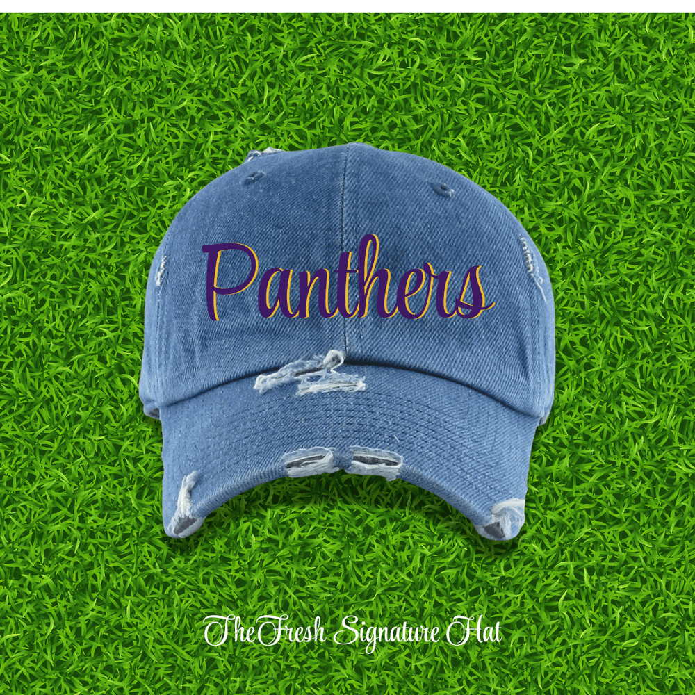 Fresh on the Yard Raised Distressed Denim Dad Hat - Exclusively HBCU