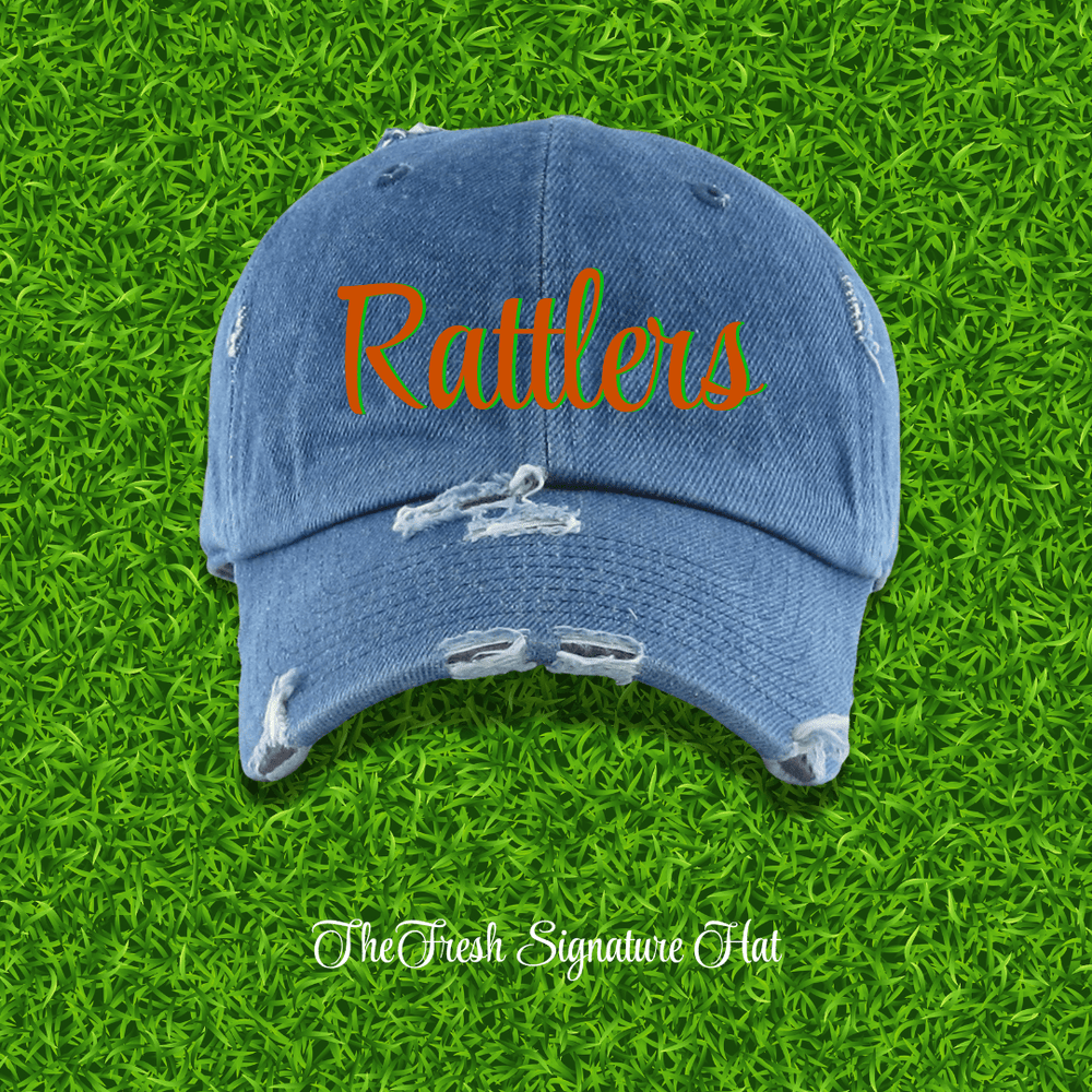 Fresh on the Yard Raised Distressed Denim Dad Hat - Exclusively HBCU