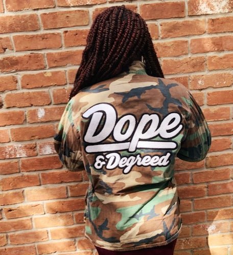 Dope & Degreed Patch Oversized Camo Jacket - Exclusively HBCU